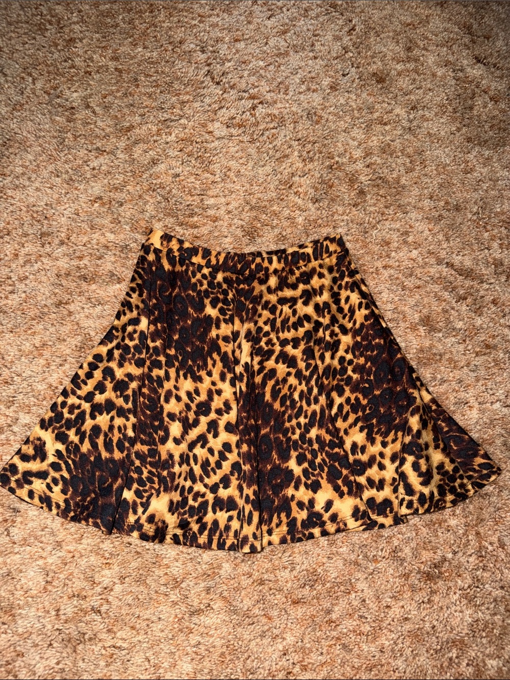 Leopard Print A-Line Skirt - Brown